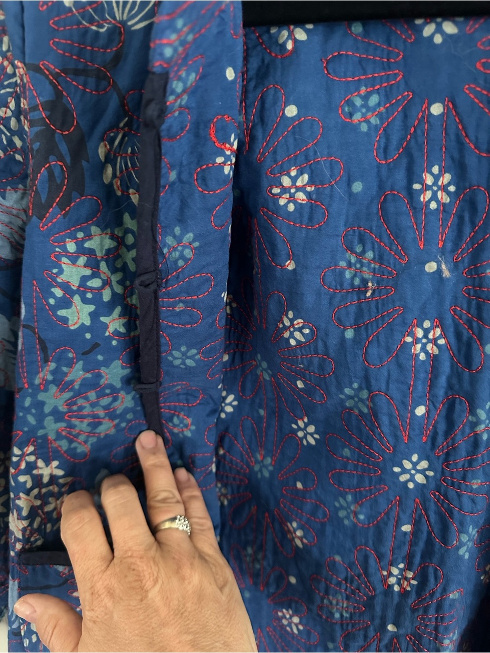 Gudrun Sjoden Blue Floral Quilted Jacket Small Chest 38 L 22 W40 like new - Picture 7 of 9